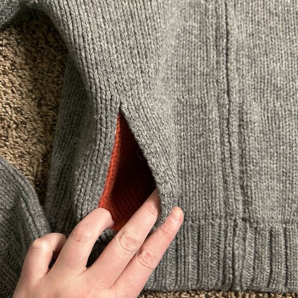 Abercrombie & Fitch 100% Lamb Wool Knit Zip Up Grey Sweater Size Medium - Picture 3 of 13